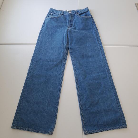 SLVRLAKE Jeans Womens 29 Blue Grace Wide Leg High Rise USA Freedom Wash Classic - Picture 1 of 14